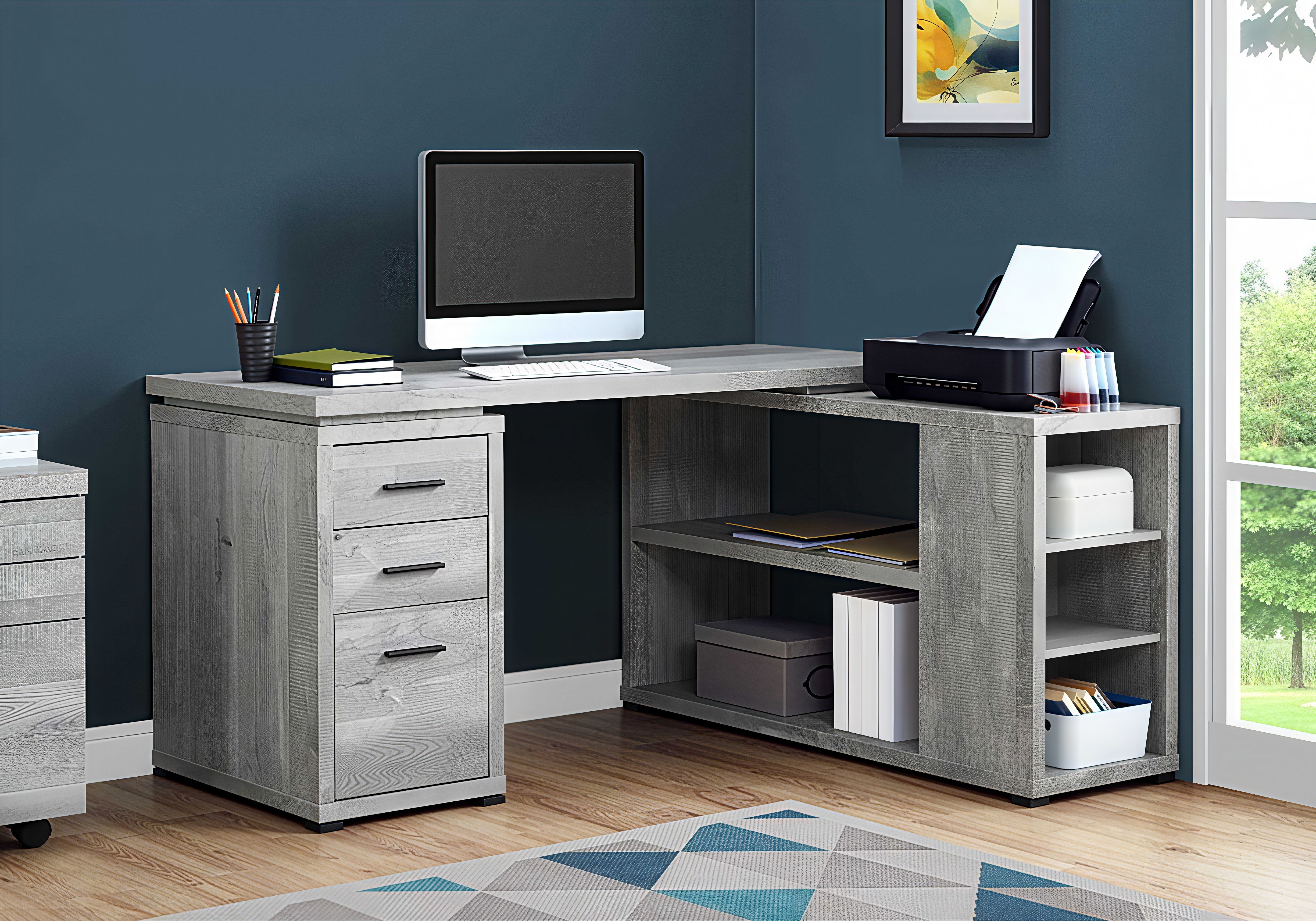 VANTEX CORNER™ – L-SHAPED RECLAIMED OFFICE DESK – I 7421