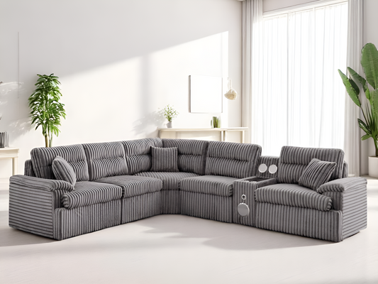 Sectional Set – Ribbed Corduroy Modular Lounger