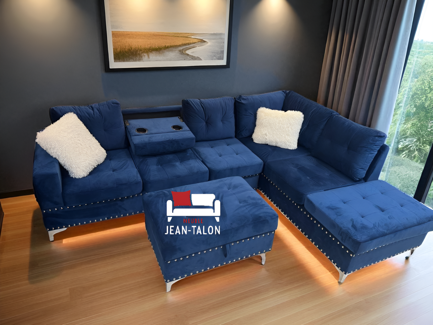 VelvetGlow™ Luxe Storage Sectional Sofa Set – 6245