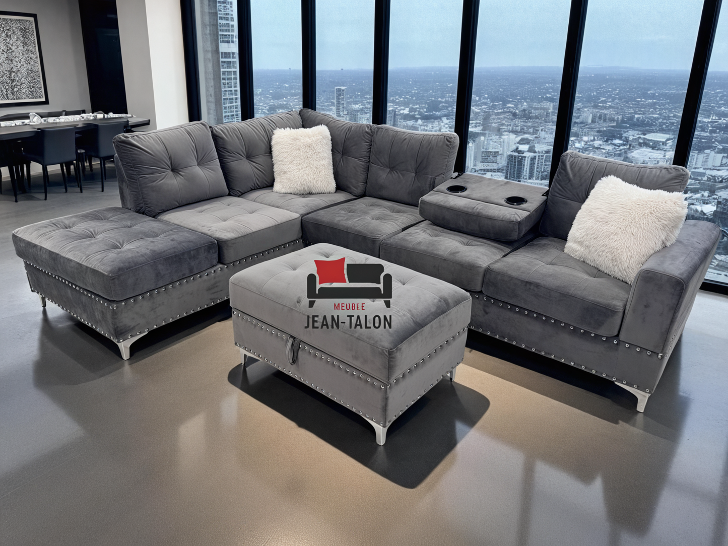 VelvetGlow™ Luxe Storage Sectional Sofa Set – 6245