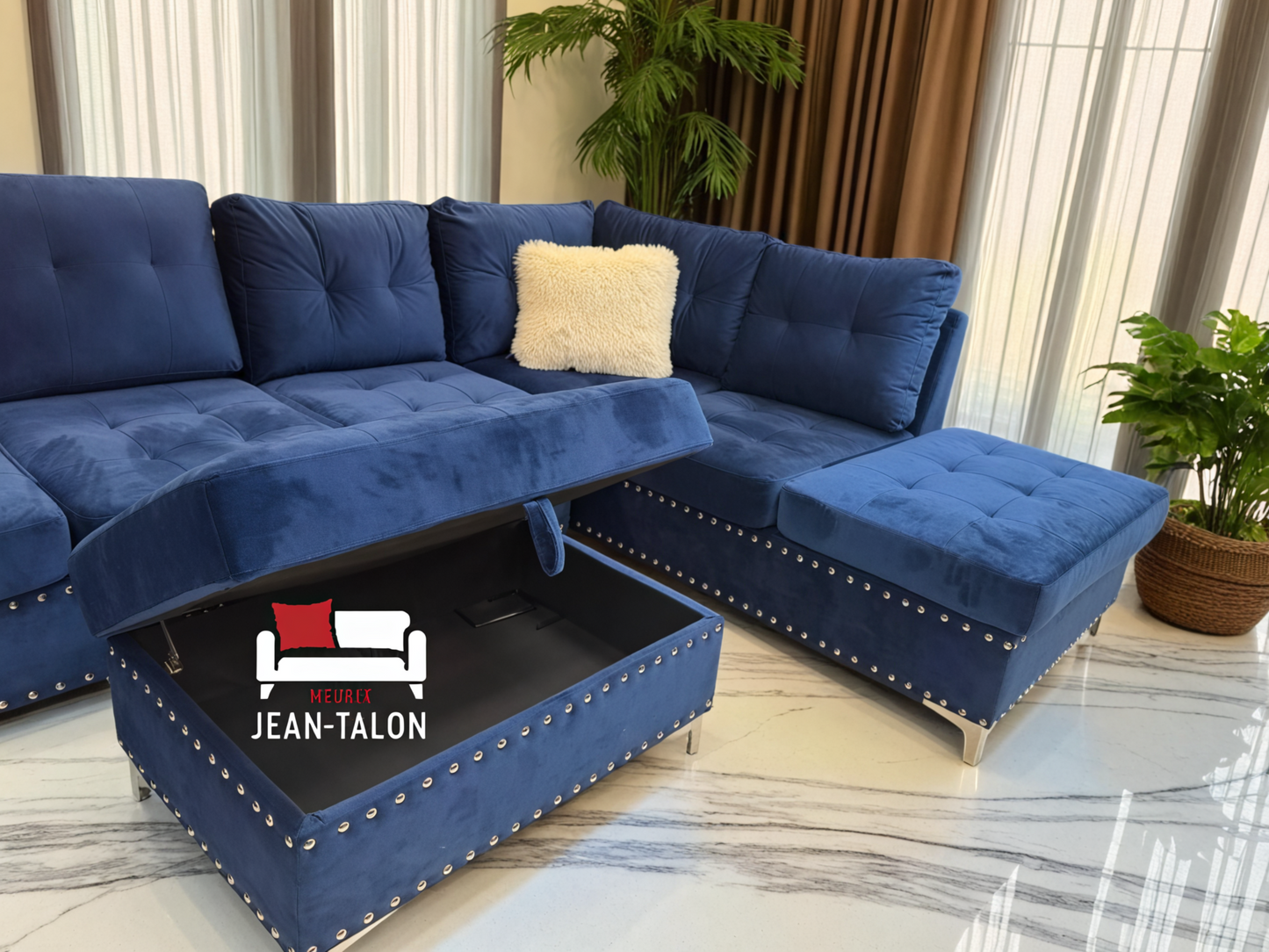 VelvetGlow™ Luxe Storage Sectional Sofa Set – 6245