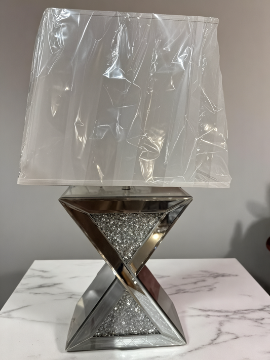 Silver Hourglass Crystal Table Lamp