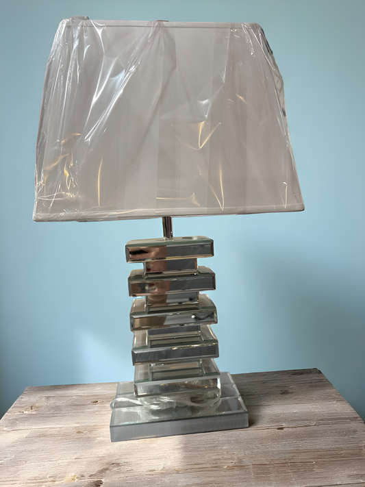 Silver Stacked Prism Table Lamp