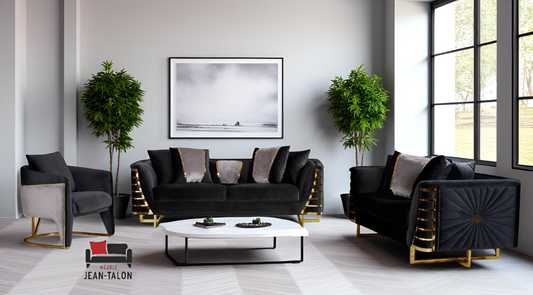 ENSEMBLE DE CANAPÉS EN VELOURS NOIR ET OR GALAXY NOIR™