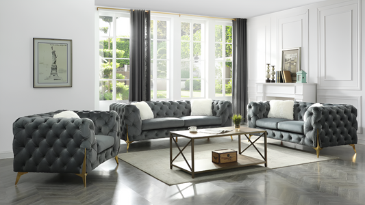 Collection de canapés capitonnés en velours RolaCurve™ 3 pièces – 6090
