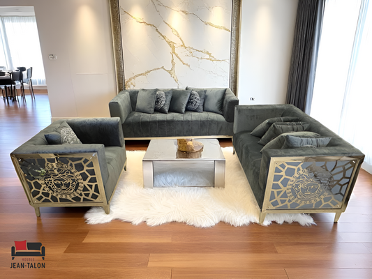 Ensemble de canapés en velours VersaceSilver™ – 6216