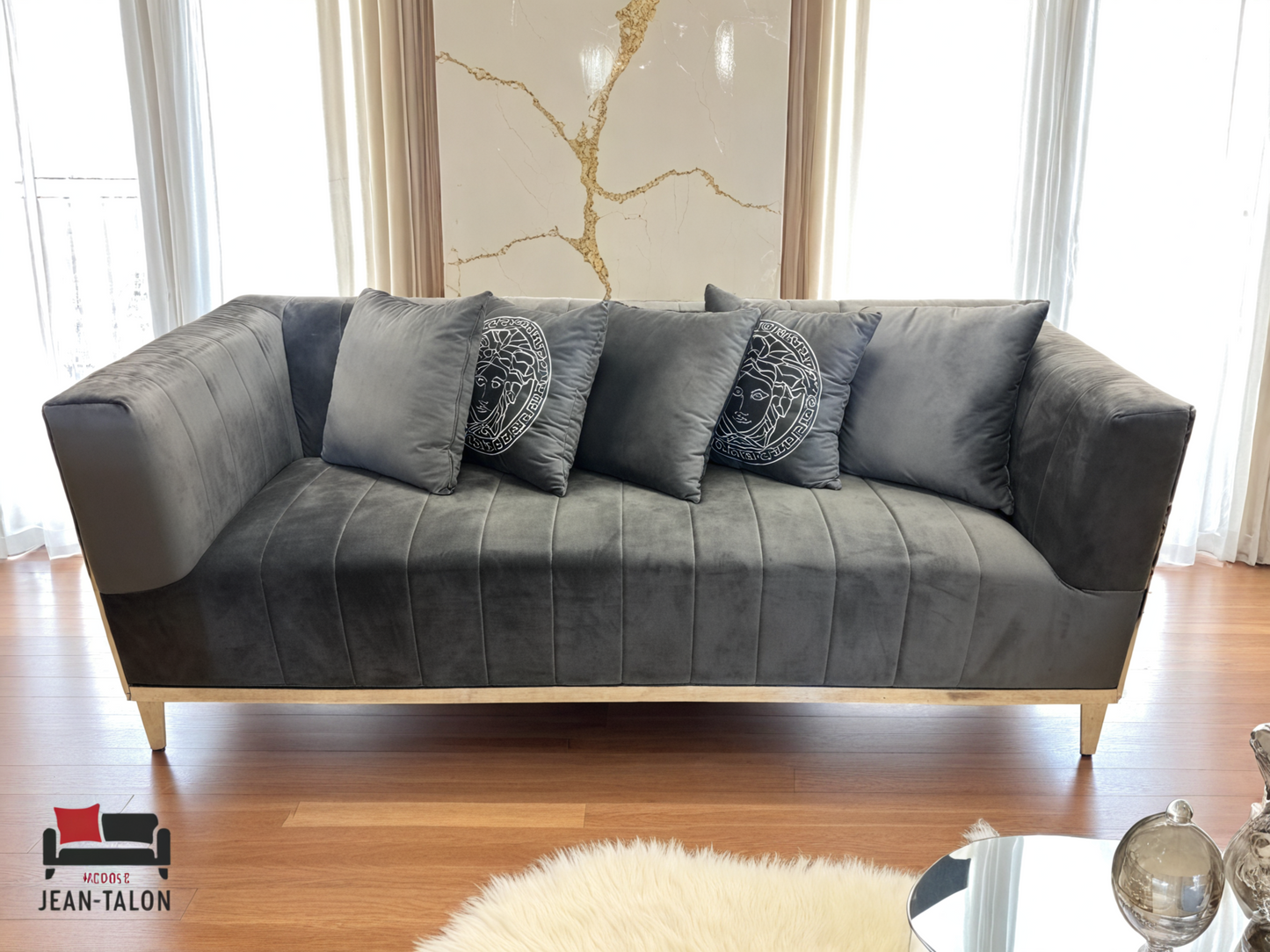 Ensemble de canapés en velours VersaceSilver™ – 6216