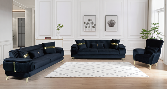 ECLIPSE NOIR™ – ENSEMBLE DE CANAPÉS MULTIFONCTIONS EN VELOURS – G-6074