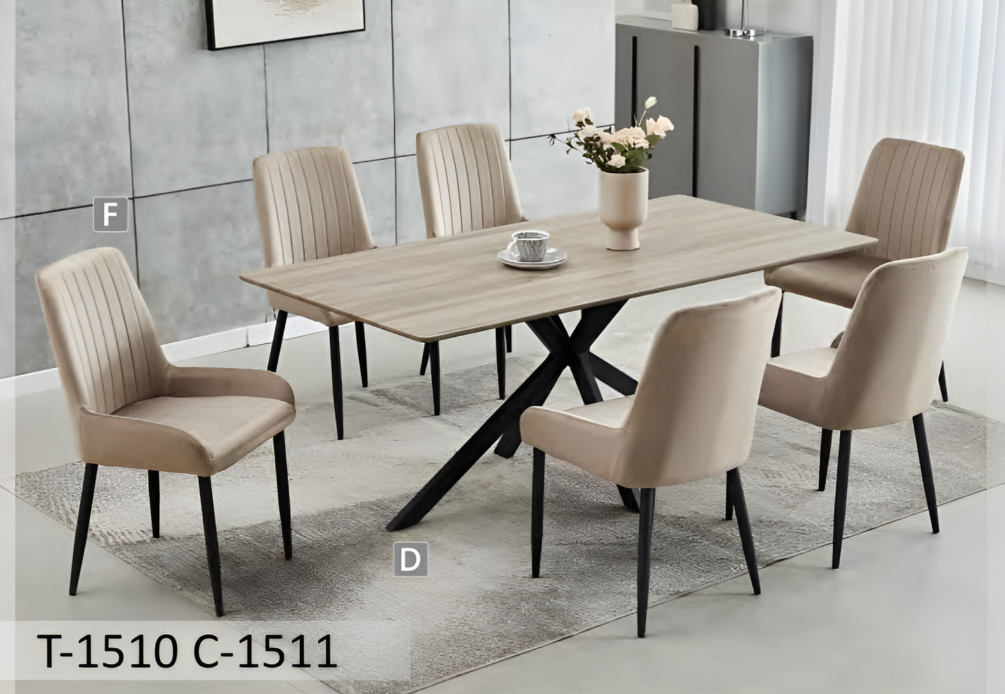 Ensemble de salle à manger moderne en velours – Modèle T-1510