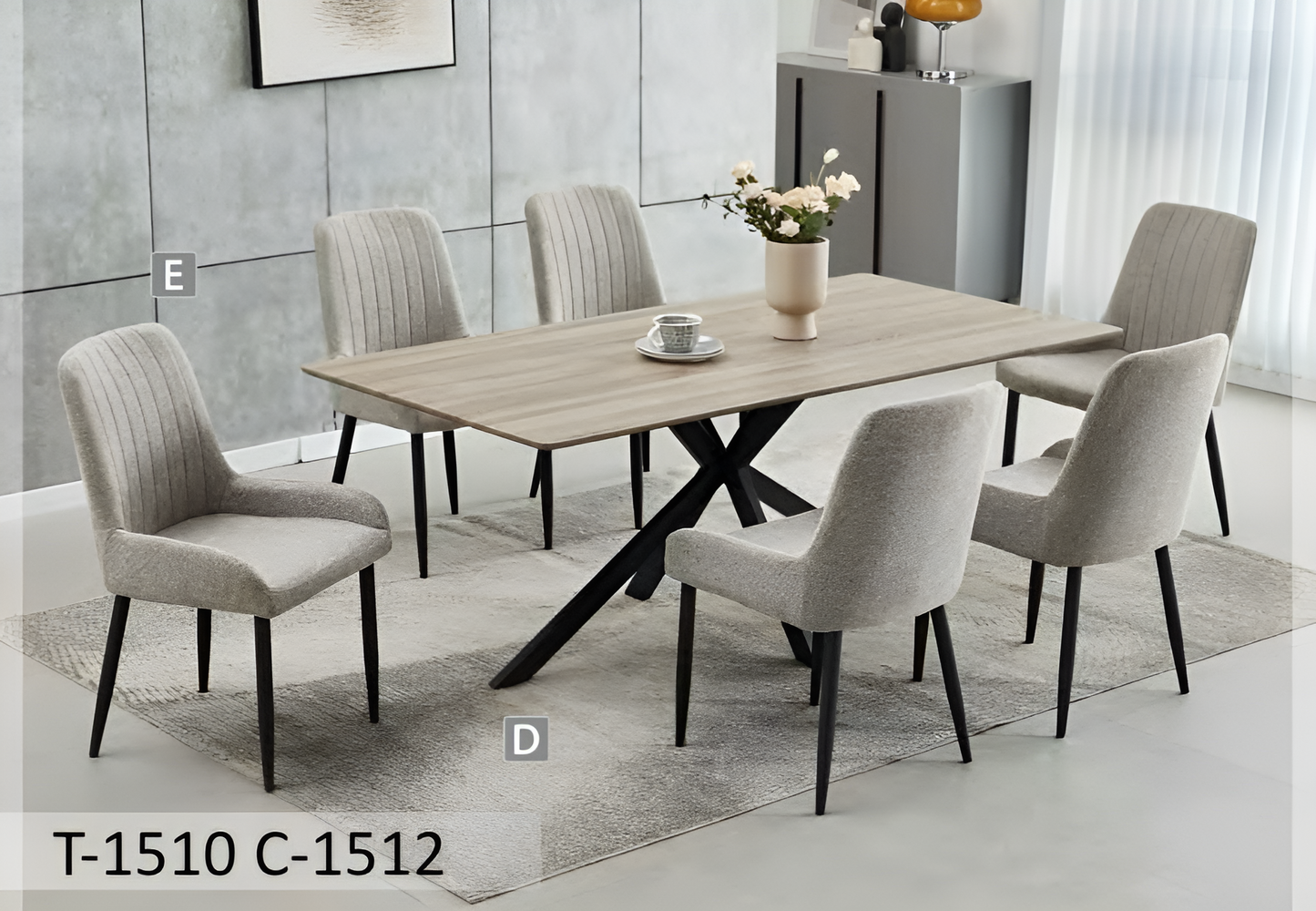 Ensemble de salle à manger moderne en velours – Modèle T-1510