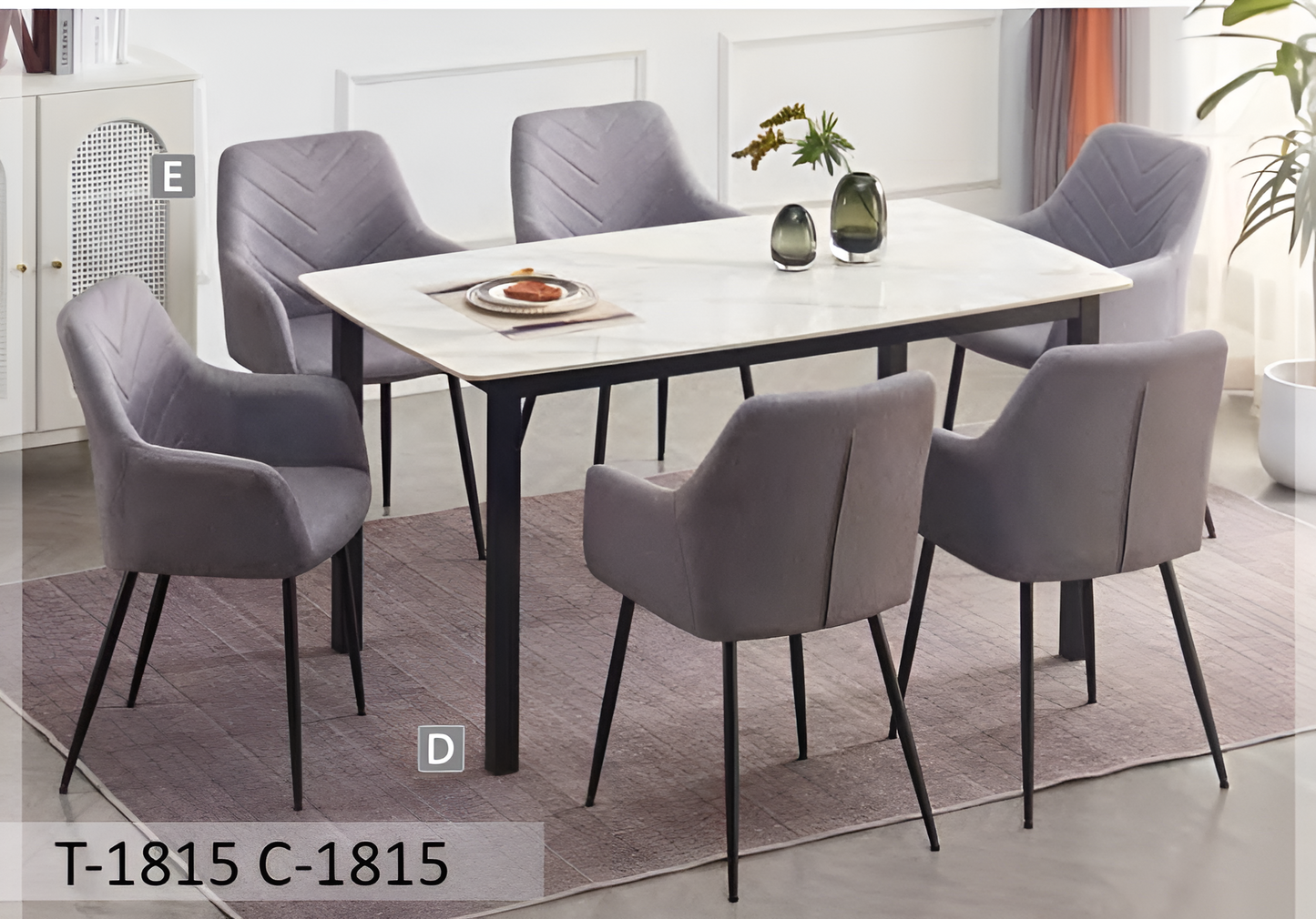 Ensemble de salle à manger moderne avec plateau en marbre fritté - Modèle T-1815