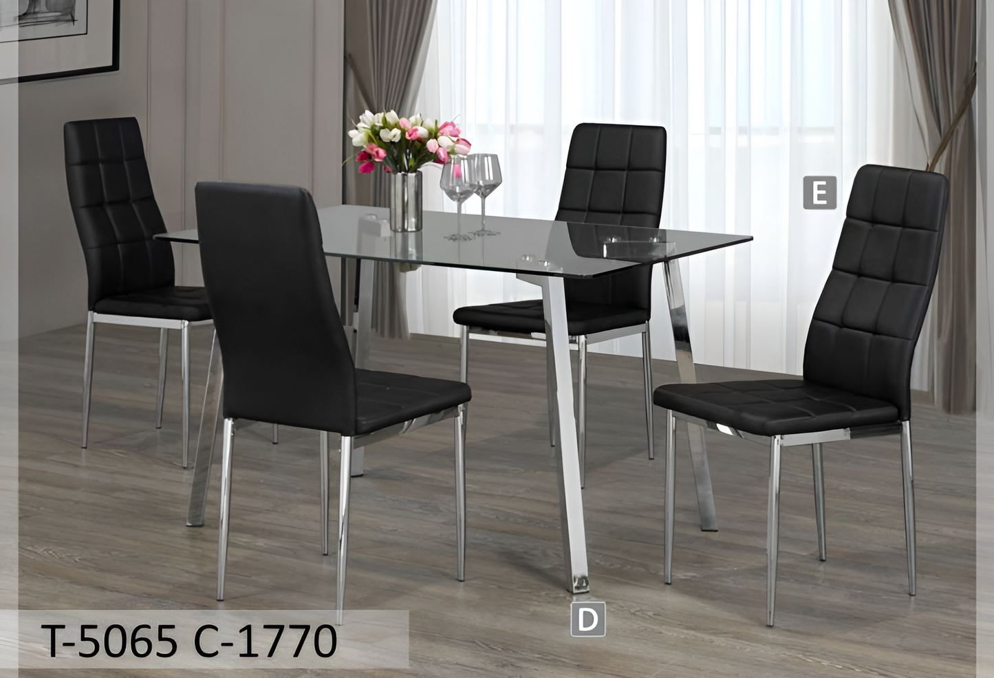 Ensemble de salle à manger moderne en verre transparent – ​​Modèle T-5065
