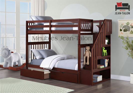 EVEREST WOOD™ – SINGLE OVER SINGLE STAIRCASE BUNK BED – B-1845