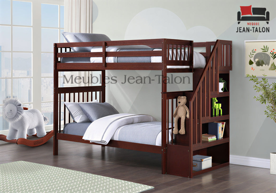 EVEREST WOOD™ – SINGLE OVER SINGLE STAIRCASE BUNK BED – B-1845