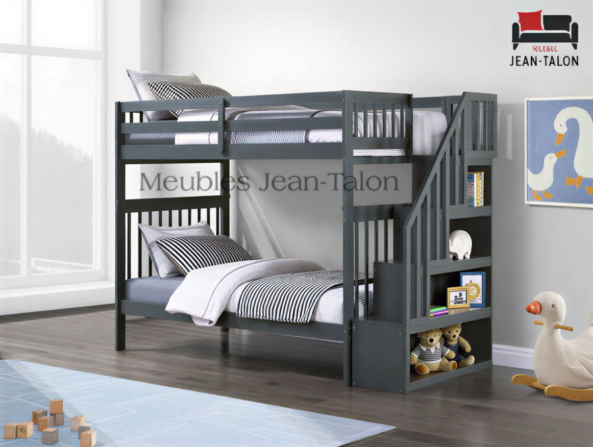 EVEREST WOOD™ – SINGLE OVER SINGLE STAIRCASE BUNK BED – B-1845