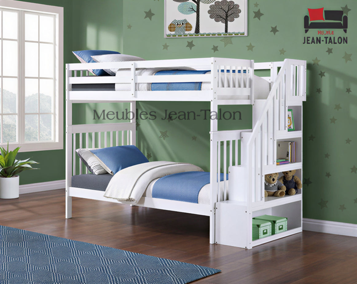 EVEREST WOOD™ – SINGLE OVER SINGLE STAIRCASE BUNK BED – B-1845