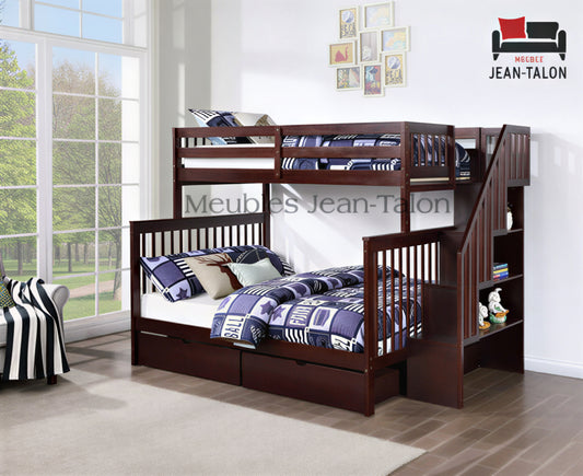 ASCENT STEPS™ – SINGLE OVER DOUBLE STAIRCASE BUNK BED – B-1850
