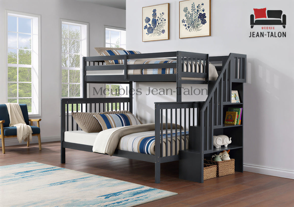 ASCENT STEPS™ – SINGLE OVER DOUBLE STAIRCASE BUNK BED – B-1850