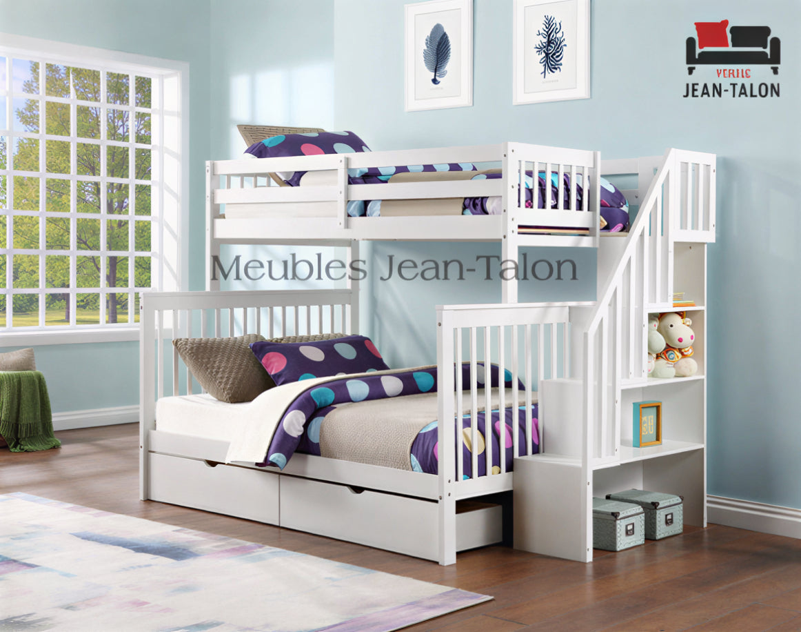 ASCENT STEPS™ – SINGLE OVER DOUBLE STAIRCASE BUNK BED – B-1850