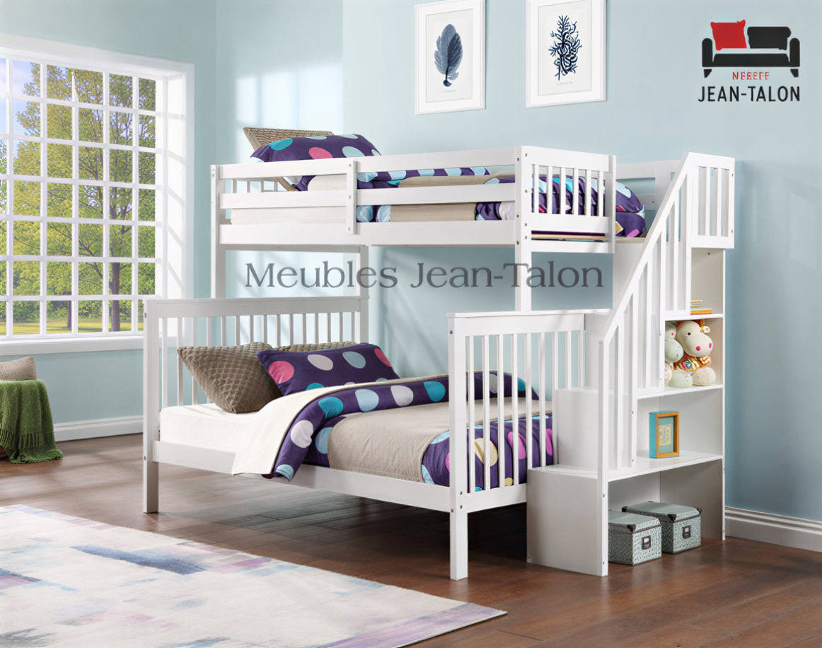 ASCENT STEPS™ – SINGLE OVER DOUBLE STAIRCASE BUNK BED – B-1850
