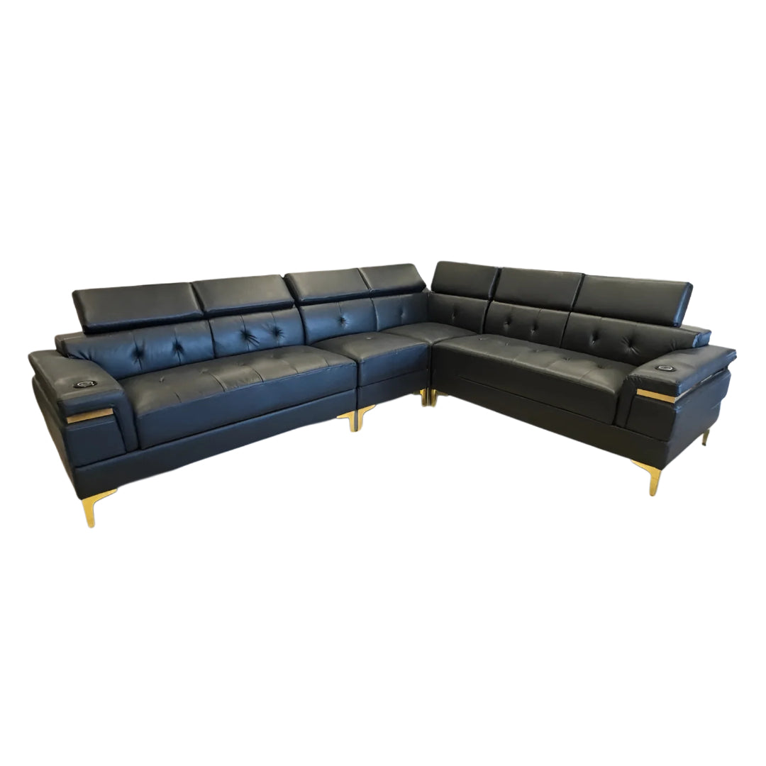 EleganceLounger™ Premium Leather Power‑Headrest Sectional – 6274