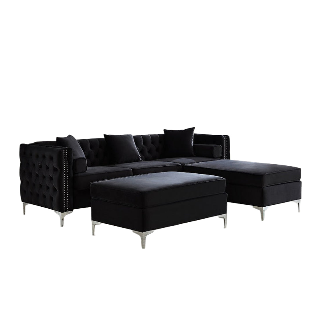 LUXOR VELVET™ – REVERSIBLE SECTIONAL + OTTOMAN – IF-9282