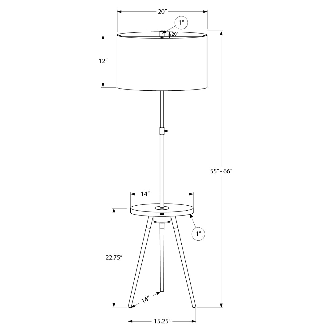 VÉRONA PIVOT™ – MODERN TRIPOD FLOOR LAMP WITH SHELF & USB – I 9745