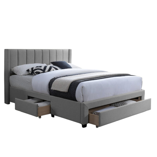 Fabric Platform Bed with Vertical Tufted Headboard – Model IF-5330