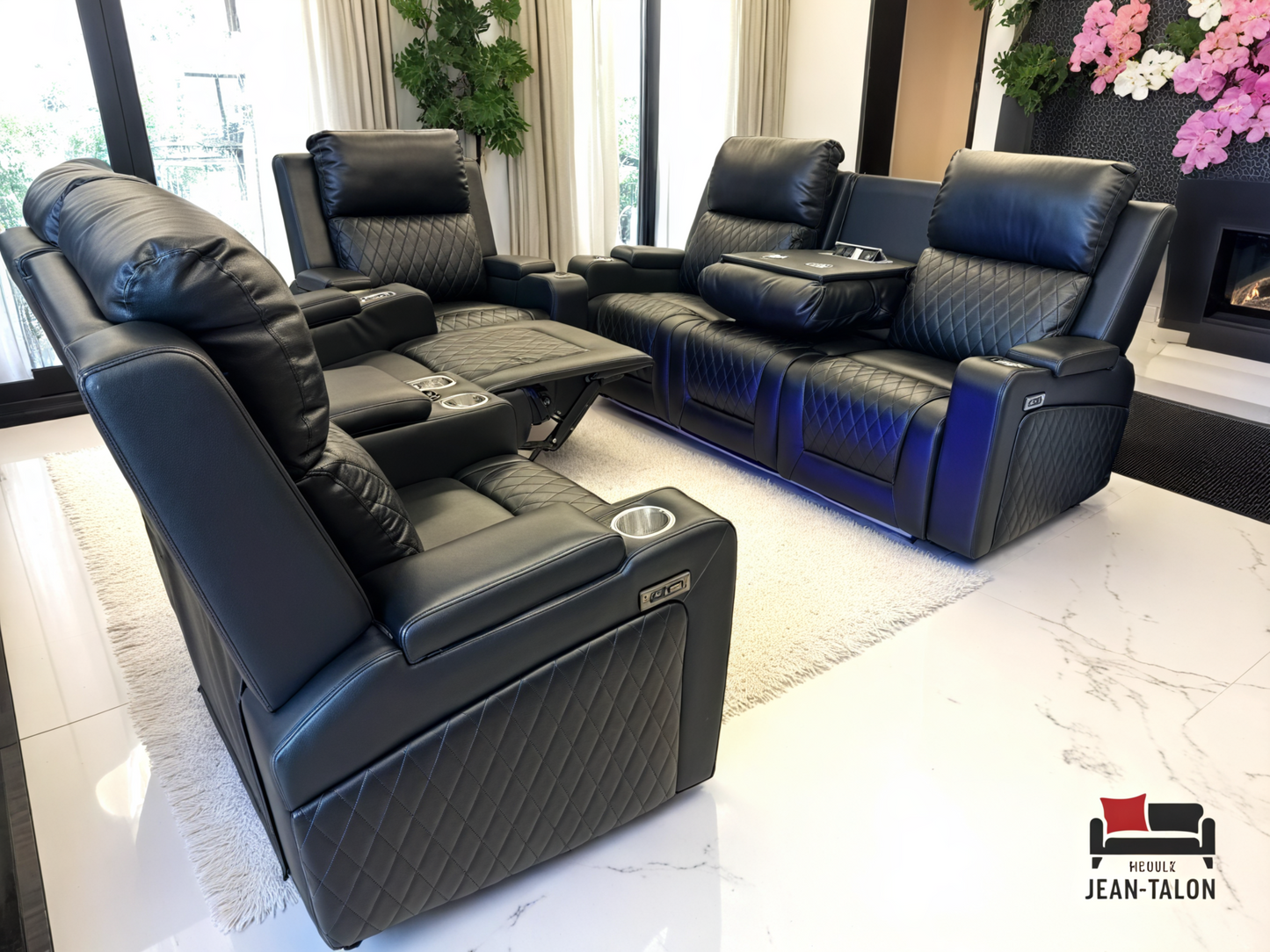 Ensemble de canapé inclinable en PU AuraChord™ – 7004