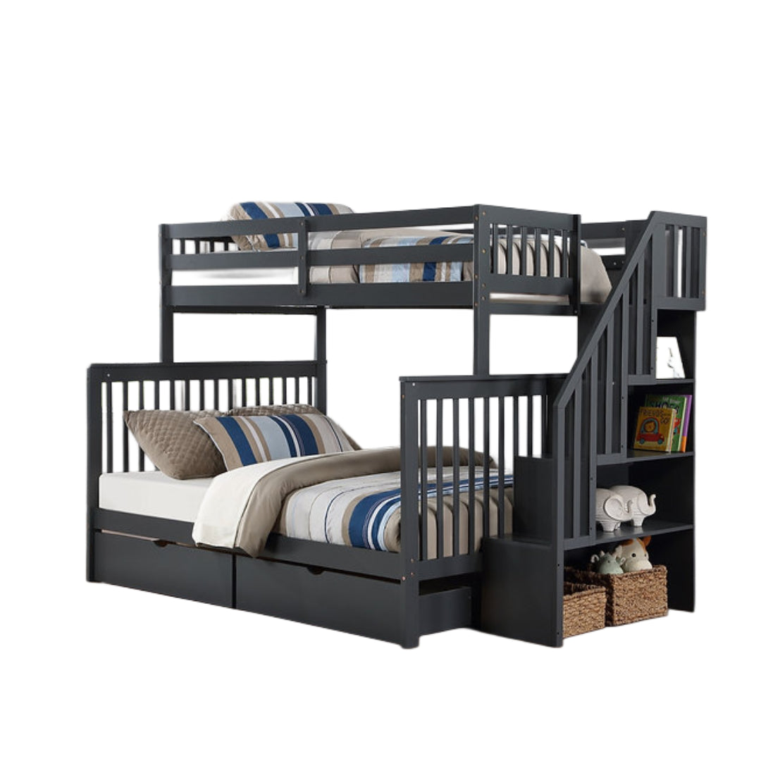 ASCENT STEPS™ – SINGLE OVER DOUBLE STAIRCASE BUNK BED – B-1850