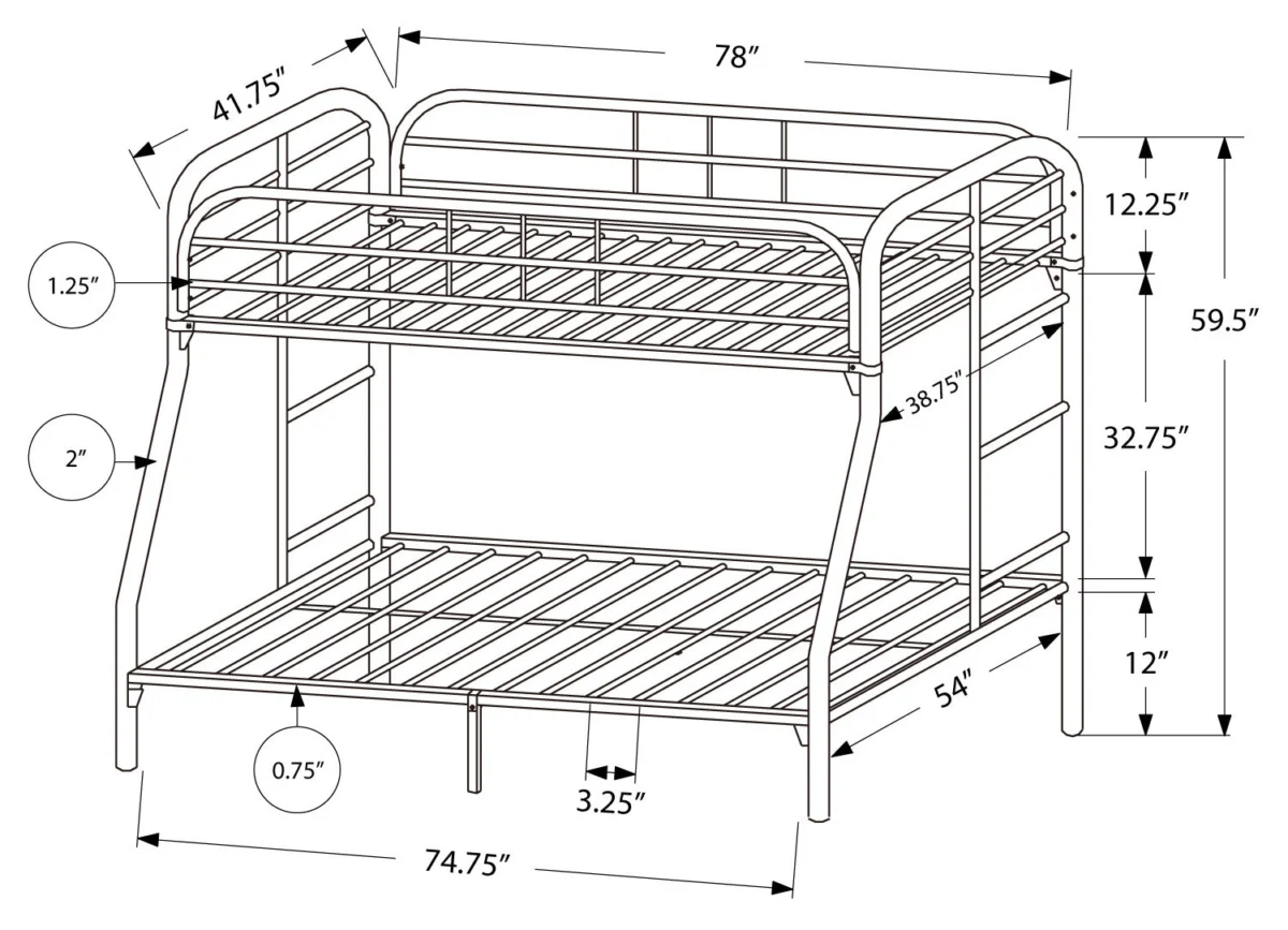 AERO METAL™ – SINGLE OVER DOUBLE BUNK BED – I-2231S - Image 4