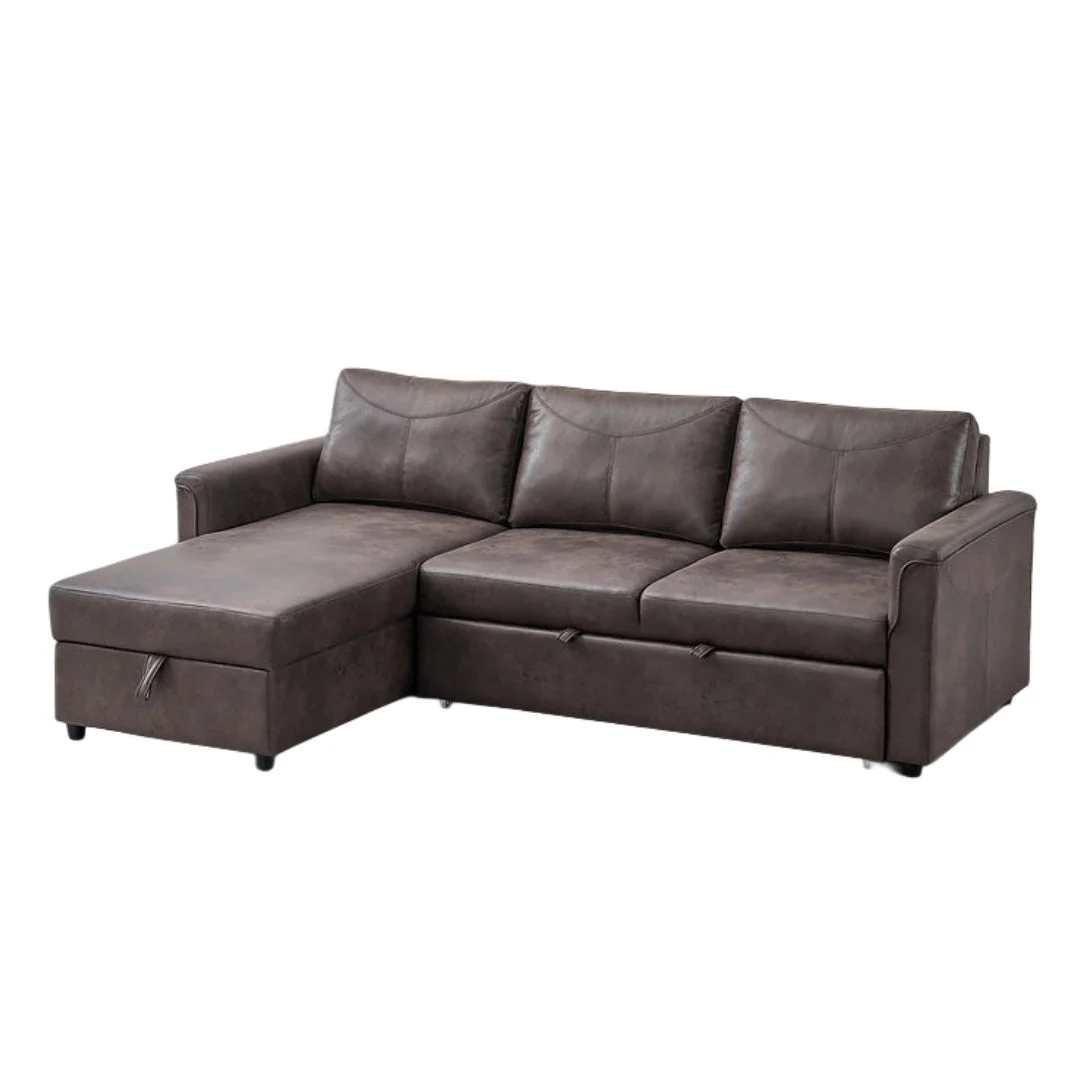 AUREON™ – BROWN LEATHER SOFA BED SECTIONAL WITH STORAGE – IF-9075