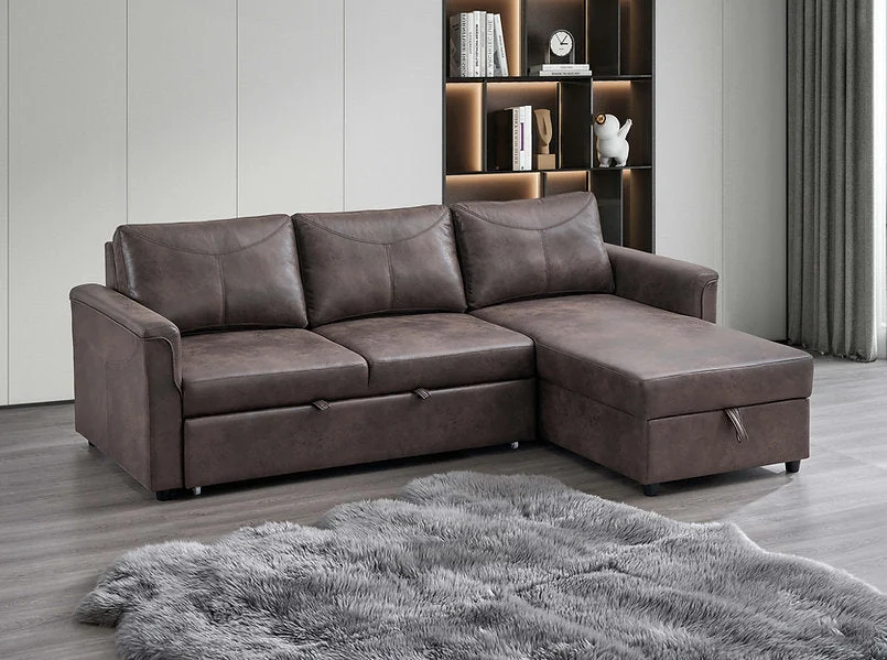 AUREON™ – BROWN LEATHER SOFA BED SECTIONAL WITH STORAGE – IF-9075 - Image 3