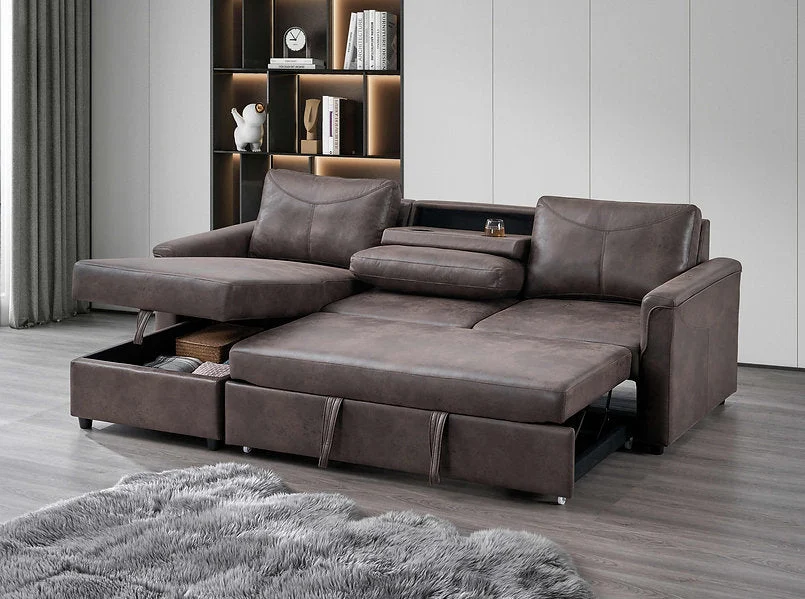 AUREON™ – BROWN LEATHER SOFA BED SECTIONAL WITH STORAGE – IF-9075 - Image 4
