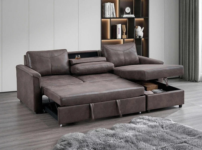 AUREON™ – BROWN LEATHER SOFA BED SECTIONAL WITH STORAGE – IF-9075 - Image 6