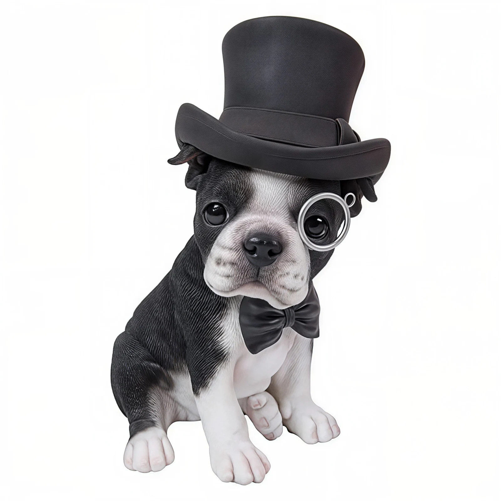 BOSTON TERRIER™ – TOP HAT, SPECTACLE & BOW TIE STATUE – 87702-B