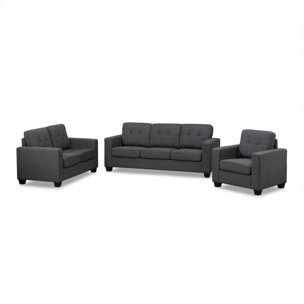CANTERA CHARCOAL™ – CONTEMPORARY LINEN SOFA SET – T1173