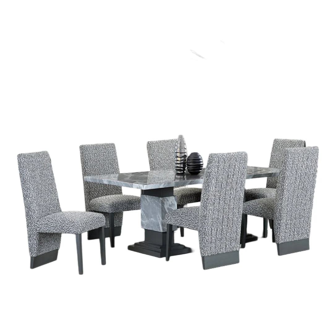 Faux Marble Dining Set with Channel Tufted Chairs – IF-1600