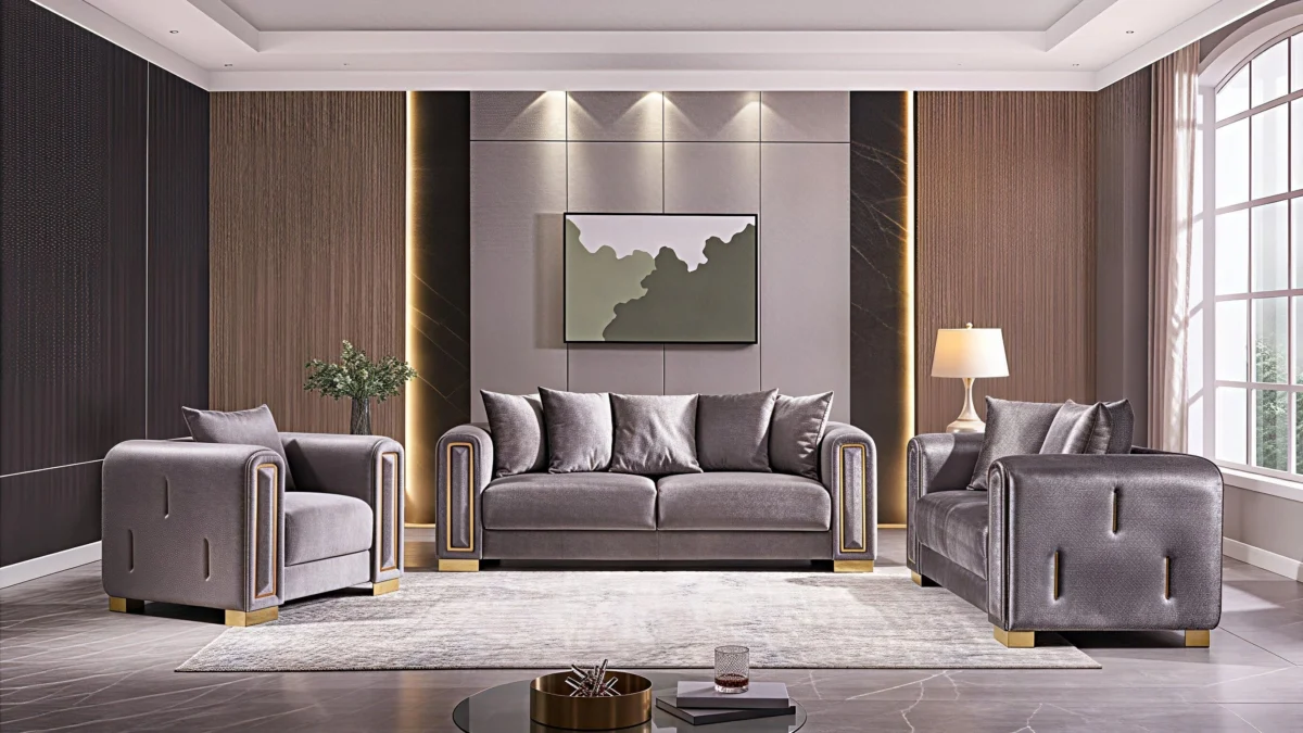 IMPREZA™ – MODERN VELVET SOFA SET – L1525 - Image 3