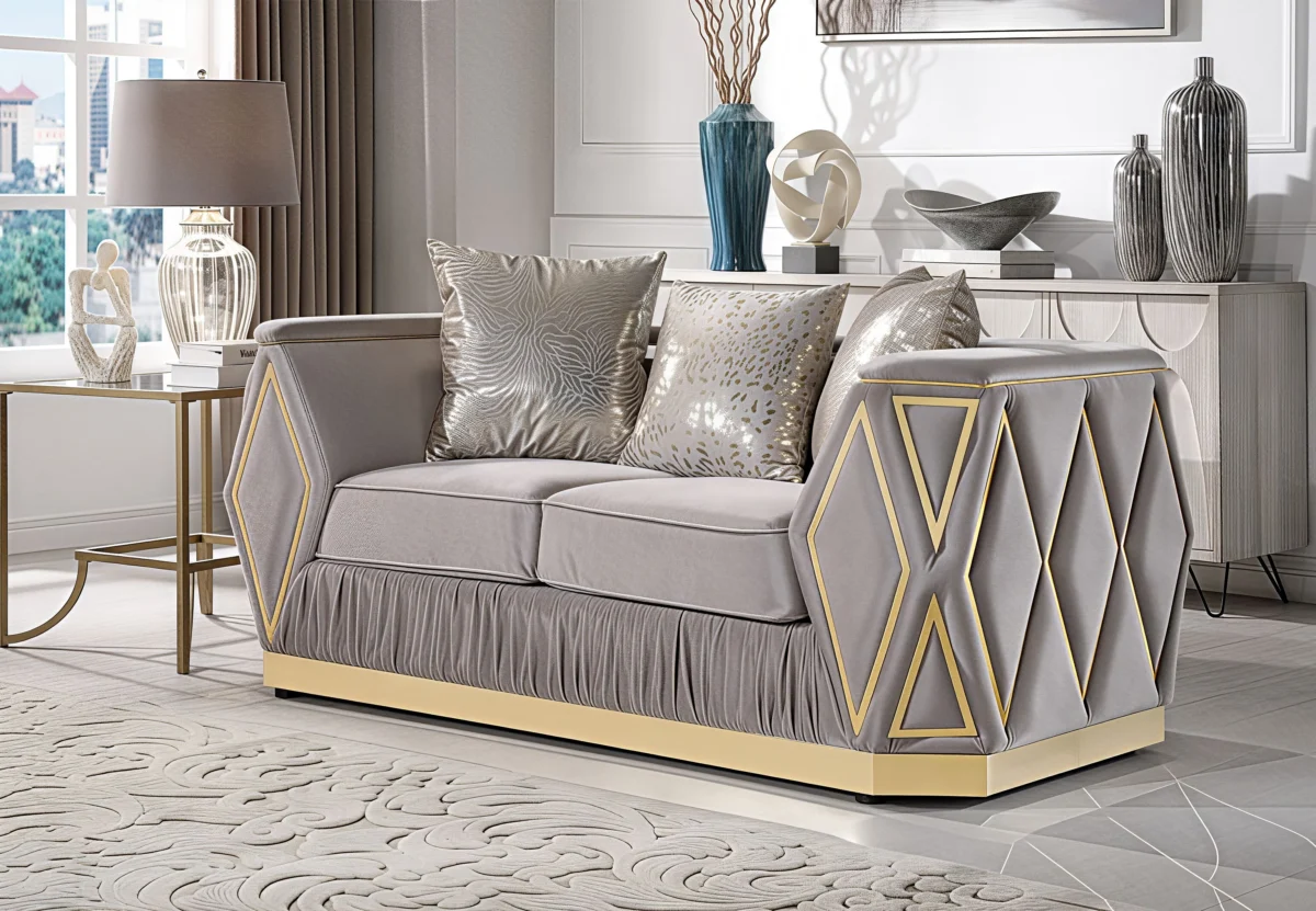 KIBALI™ – MODERN GLAM VELVET SOFA SET – L8725 - Image 4