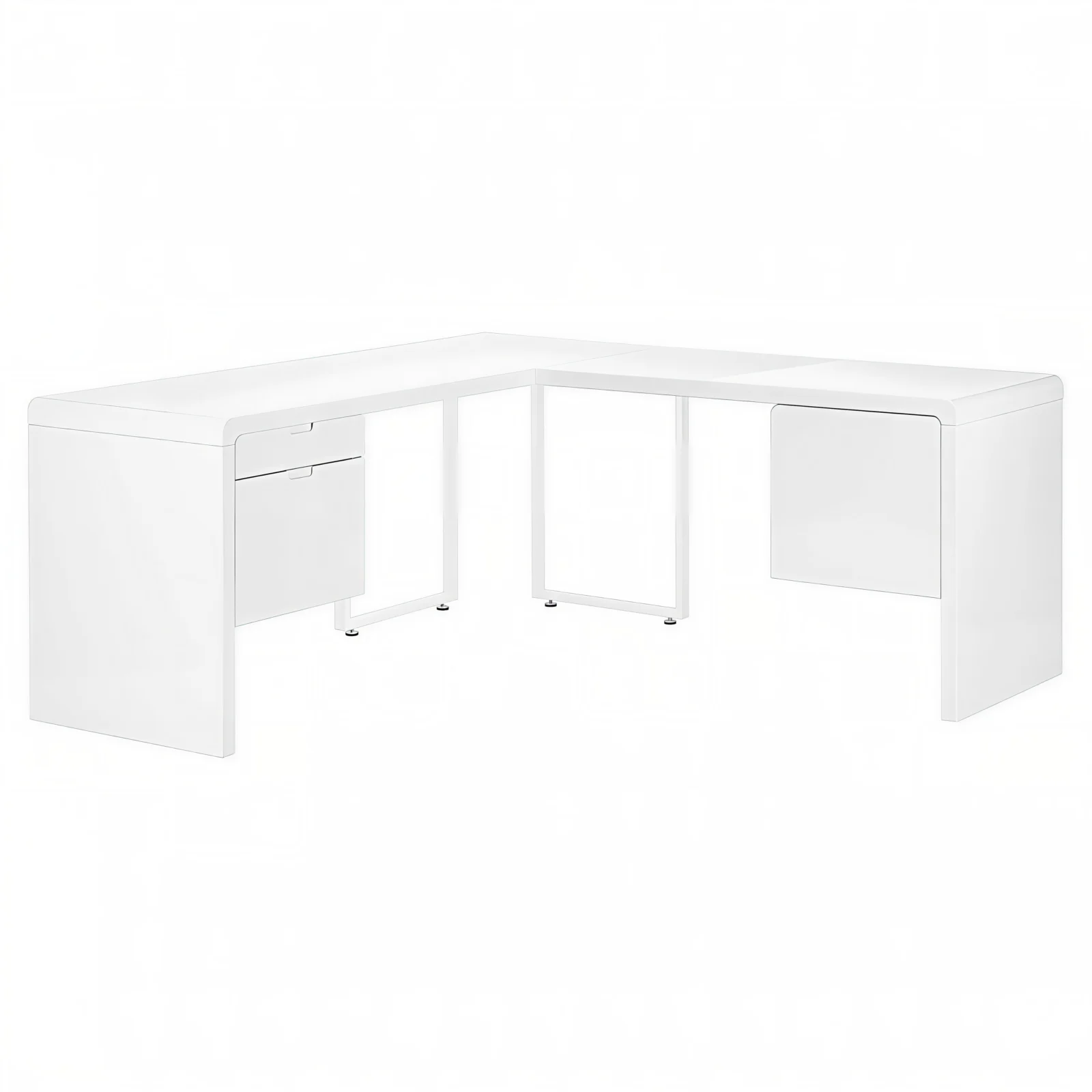 LUXARA CORNER™ – L-SHAPED HIGH GLOSS OFFICE DESK – I 7582