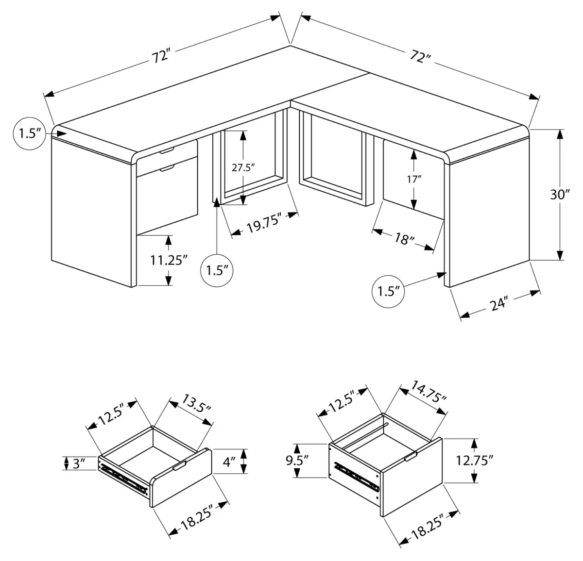 LUXARA CORNER™ – L-SHAPED HIGH GLOSS OFFICE DESK – I 7582 - Image 11