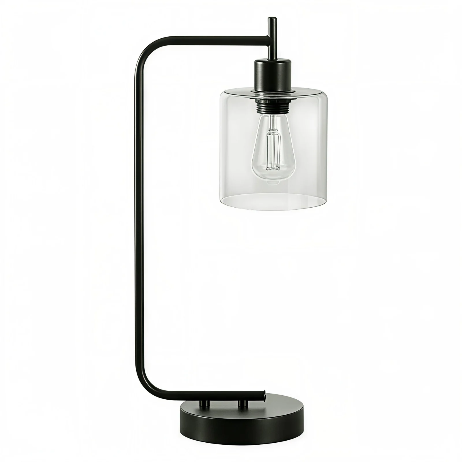 LUXARIS GLASS™ – MODERN BLACK TABLE LAMP WITH USB – I 9637