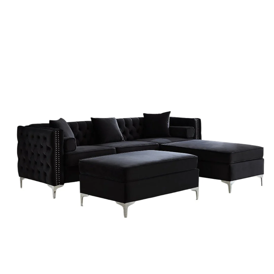 LUXOR VELVET™ – REVERSIBLE SECTIONAL + OTTOMAN – IF-9282