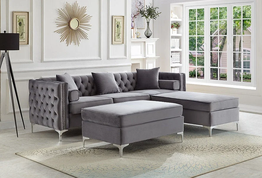 LUXOR VELVET™ – REVERSIBLE SECTIONAL + OTTOMAN – IF-9282 - Image 3