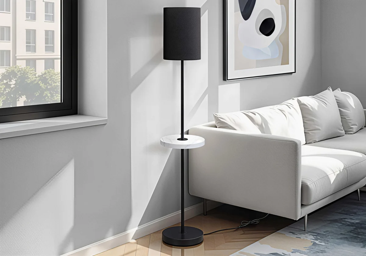 MODENA VAULT™ – FLOOR LAMP WITH MARBLE-LOOK SHELF & USB – I 9692 - Image 3
