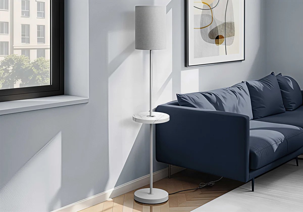 MODENA VAULT™ – FLOOR LAMP WITH MARBLE-LOOK SHELF & USB – I 9692 - Image 4