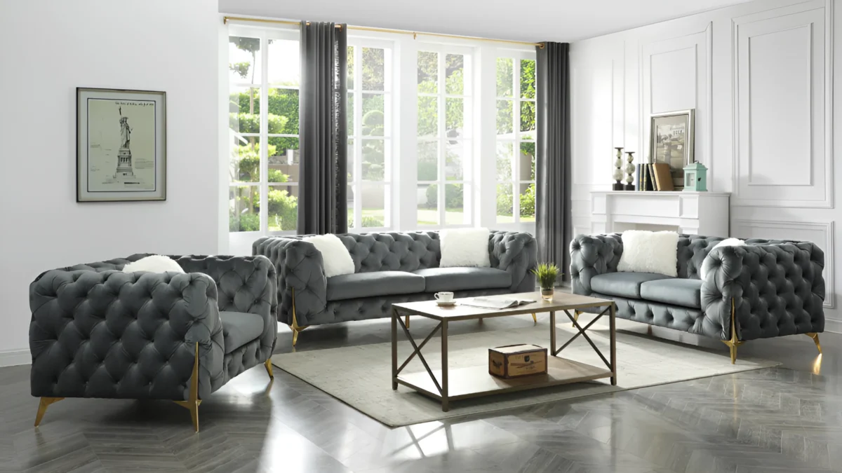 RolaCurve™ 3‑Piece Tufted Velvet Sofa Collection – 6090 - Image 3
