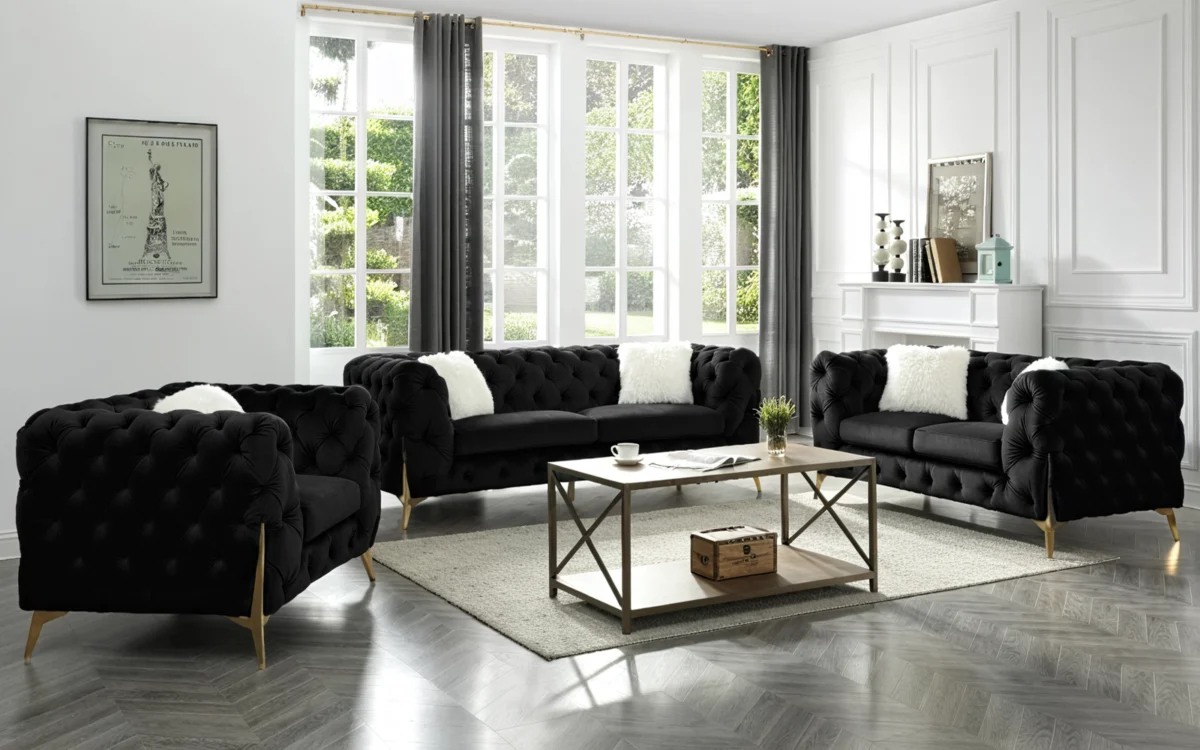 RolaCurve™ 3‑Piece Tufted Velvet Sofa Collection – 6090 - Image 4