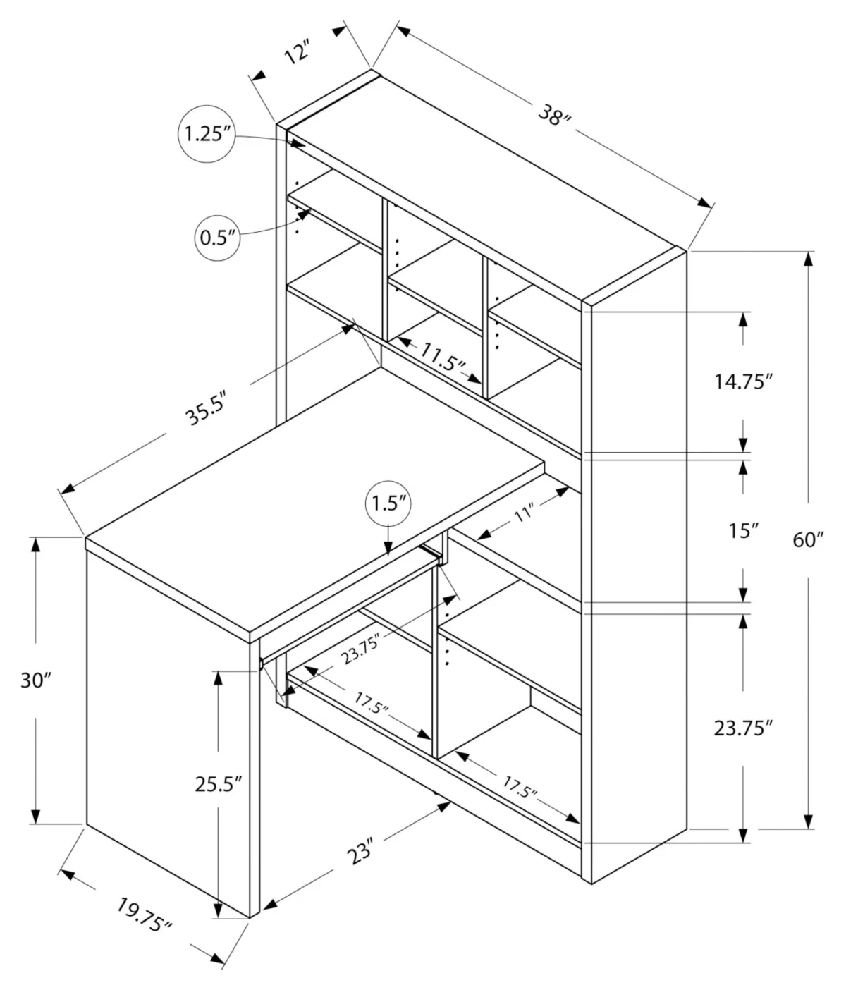 STRAVION™ – L-SHAPED CORNER COMPUTER DESK WITH BOOKCASE – I 7022 - Image 9